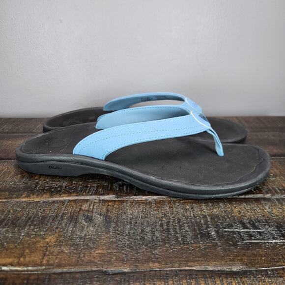 NEW OluKai Ohana Womens Size 12 Slip On Flip Flops Beach Sandals Foam Blue - Picture 1 of 11
